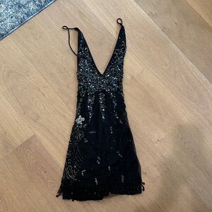 Nasty Gal Black Sequin Backless Dress